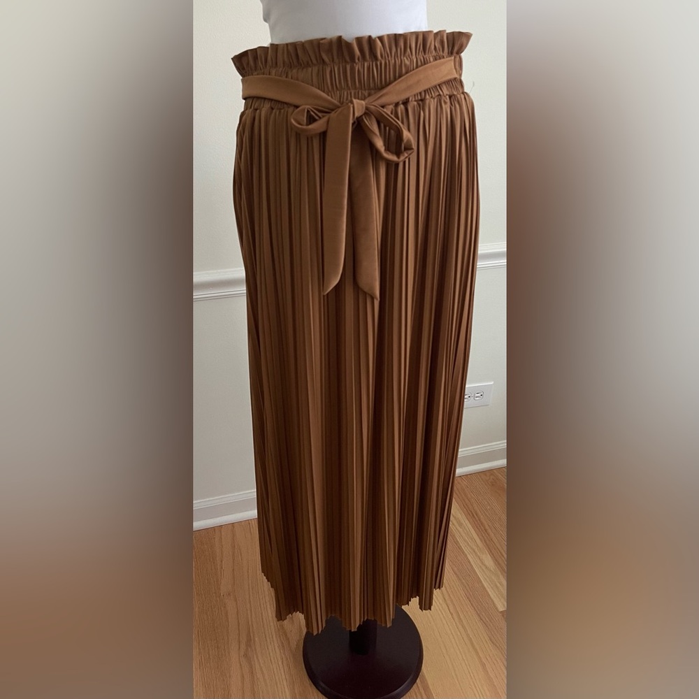 Maxi Skirt , Paper Bag Waist, Nordstrom Chocolate Brown Pleated NEW